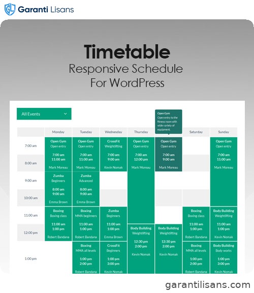 Timetable Responsive Schedule For WordPress