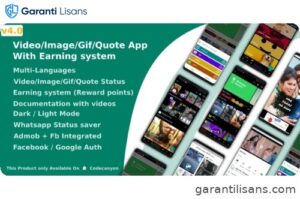 Video/Image/Gif/Quote App With Earning system (Reward points)