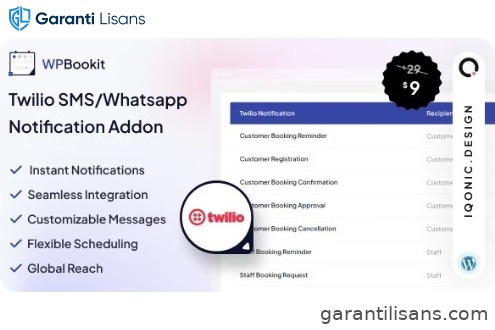 WPBookit – Twilio SMS/WhatsApp Notification (Addon)