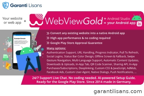WebViewGold for Android | Convert website to Android app | No Code, Push, URL Handling & much more!