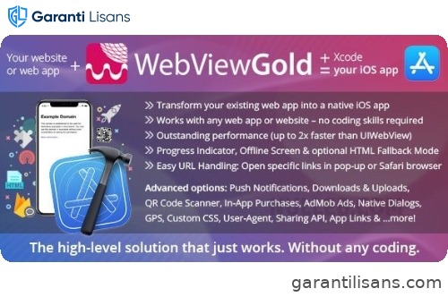WebViewGold for iOS – WebView URL/HTML to iOS app + Push, URL Handling, APIs & much more!