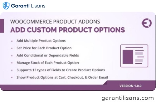 WooCommerce Custom Product Addons, Custom Product Options