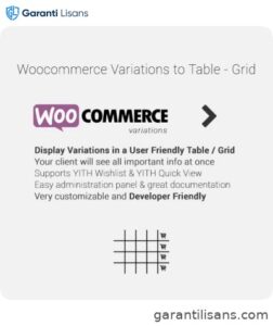 WooCommerce Variations to Table – Grid