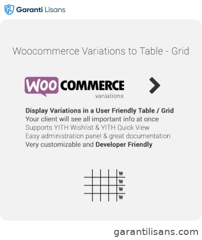 WooCommerce Variations to Table – Grid