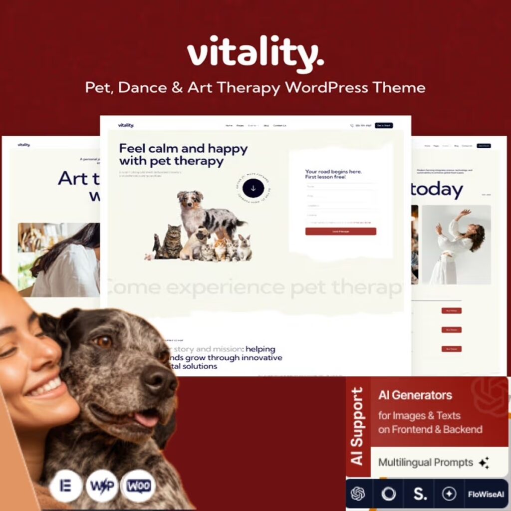 Vitality – Pet, Dance & Art Therapy WordPress Theme