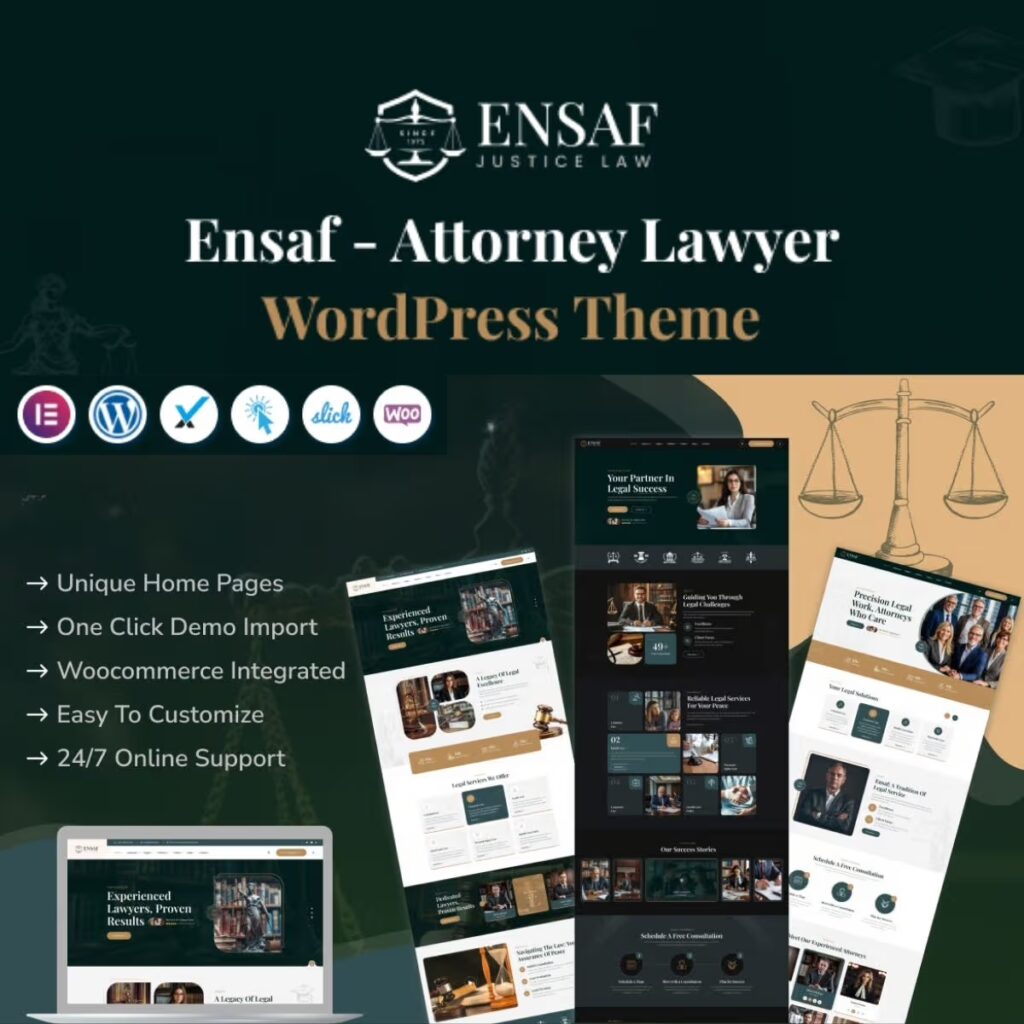 Ensaf – Attorney Lawyer WordPress Theme