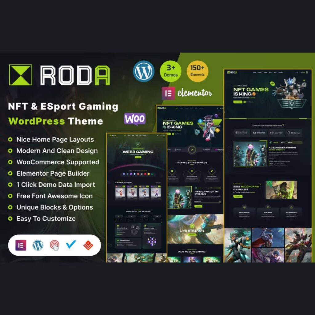 Roda – eSports & Gaming NFT WordPress Theme