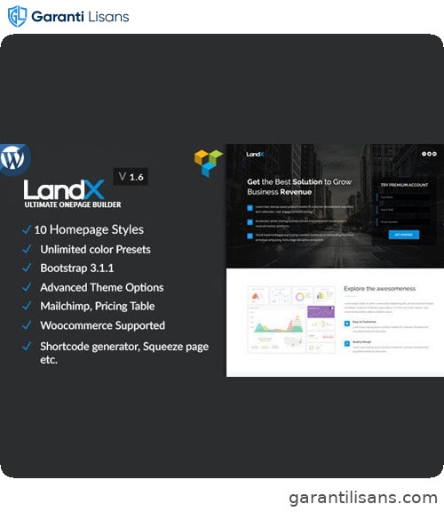 LandX Multipurpose WordPress Theme, Software Application Landing Pages Builder for Marketing Agency